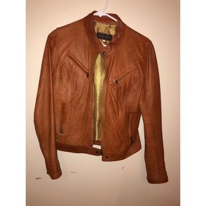 Italian brown leather Moto jacket